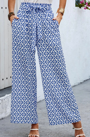 Wide Leg Elastic Waist Belt Included
