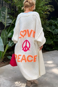 Love & Peace Exposed Seam
Long Maxi Knit Cardigan:    Beige / #0034