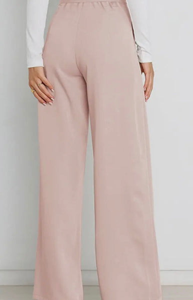 TIED WAIST WIDE LEG OFFICE PANTS