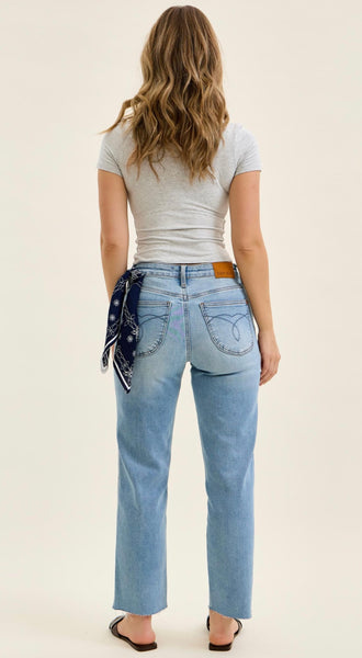 JUDY BLUE 881120REG (Bandana) MR Ankle Straight w/ Bandana Loop