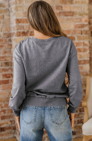 SAVED BY GRACE Letter Embroidery Mineral Wash Loose Sweatshirt #0219