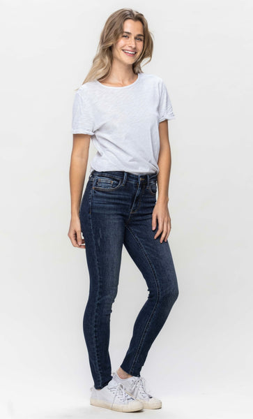 JUDY BLUE MID RISE VINTAGE RAW HEM SKINNY 82527REG