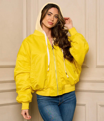 WOMEN'S LONG SLEEVE GRAPHIC HOODED REVERSABLE JACKET