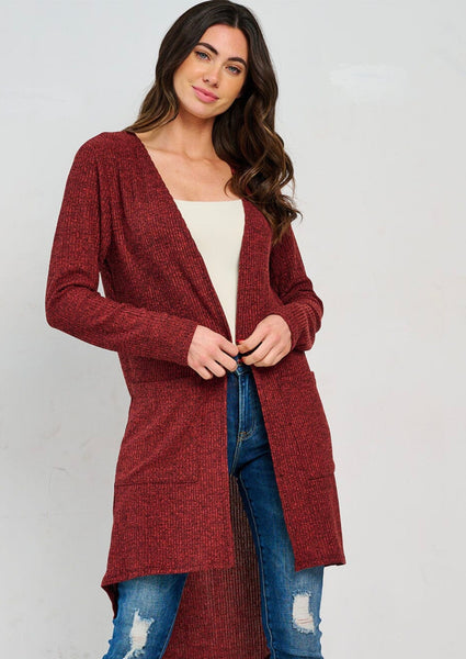 WOMEN'S
LONG SLEEVE OPEN FRONT
POCKETS
HIGH-LOW CARDIGAN #0041