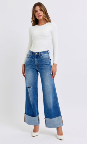 JUDY BLUE HW RETRO WIDE LEG W/CUFF 82636