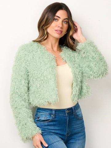 WOMEN'S
LONG SLEEVE OPEN FRONT
FUZZY BLAZER #0030