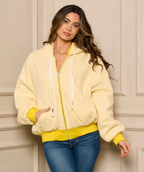WOMEN'S LONG SLEEVE GRAPHIC HOODED REVERSABLE JACKET