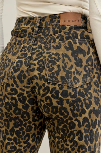 JUDY BLUE 881022 HW Retro Wide Leopard Print