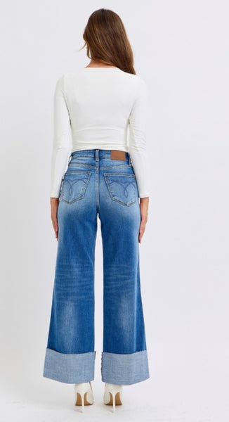 JUDY BLUE HW RETRO WIDE LEG W/CUFF 82636