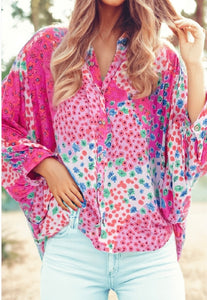 Floral Print Dolman Sleeve Blouse #4921