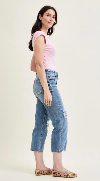 JUDY BLUE 82256 REG           HW w/ Destroy Crop Wide Leg