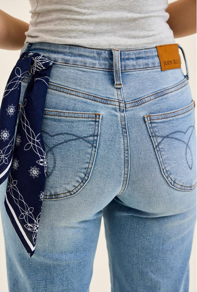 JUDY BLUE 881120REG (Bandana) MR Ankle Straight w/ Bandana Loop