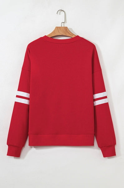 Football Rugby Print Oversized Varsity Sweatshirt P-3
