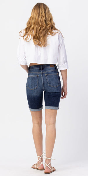 JUDY BLUE 15225 HI-RISE CUFFED BERMUDA SHORTS