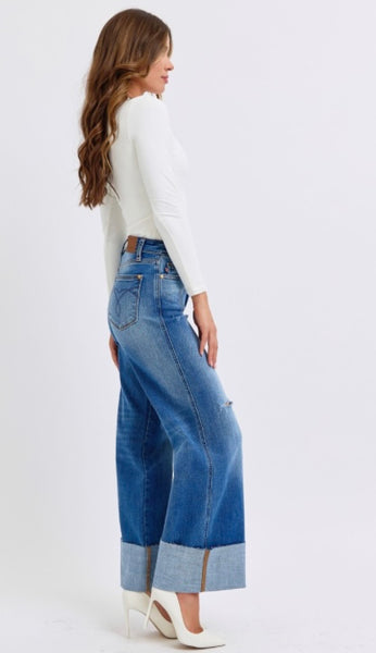JUDY BLUE HW RETRO WIDE LEG W/CUFF 82636