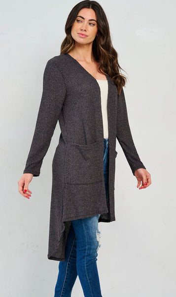 WOMEN'S
LONG SLEEVE OPEN FRONT
POCKETS
HIGH-LOW CARDIGAN #0041