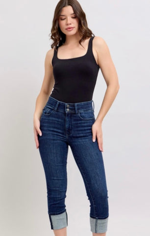 JUDY BLUE HW Double Waist Band Capri 72118