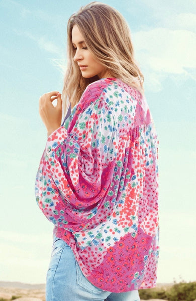 Floral Print Dolman Sleeve Blouse #4921