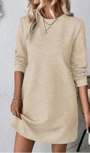 Textured Sweatshirt Dress w/pockets #1814