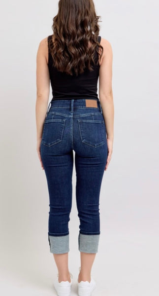 JUDY BLUE HW Double Waist Band Capri 72118