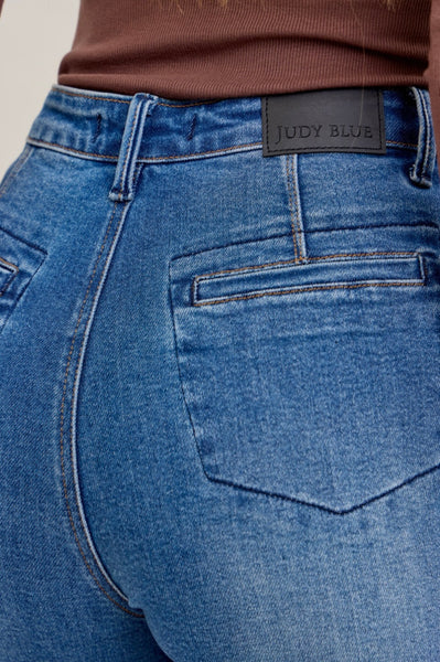 JUDY BLUE 881001 HW Column Straight Button-Fly & Back Welt Pkts