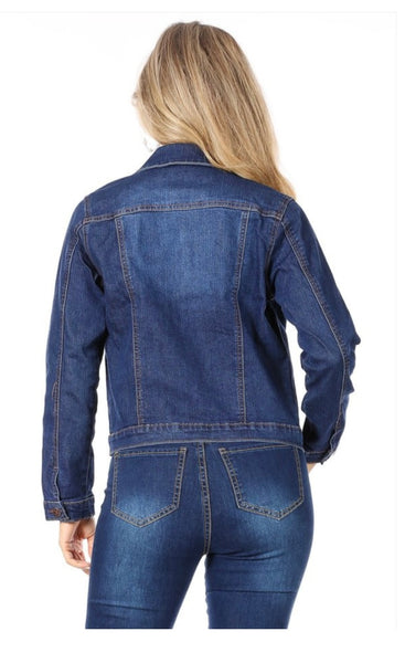 Classic Distressed Denim Jacket With Button Down Closure, Collared, And Pockets. #JA01