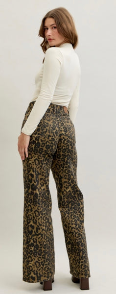 JUDY BLUE 881022 HW Retro Wide Leopard Print