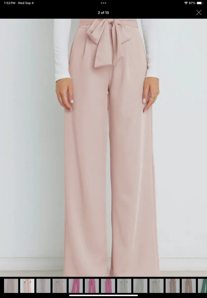 TIED WAIST WIDE LEG OFFICE PANTS