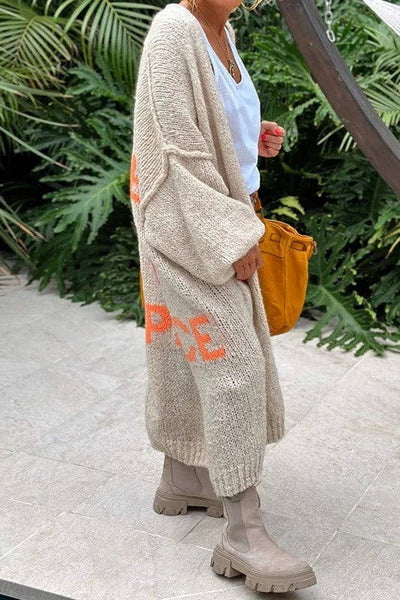Love & Peace Exposed Seam
Long Maxi Knit Cardigan:    Beige / #0034
